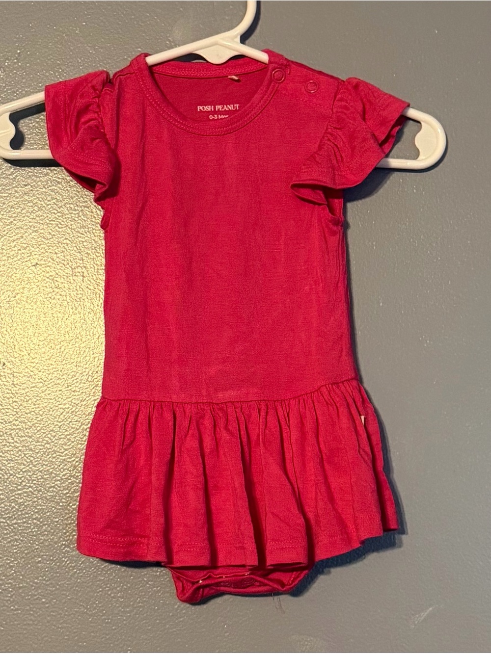 Posh Peanut Baby Girl Pink Bamboo Ruffle Bodysuit Dress 0-3 Months